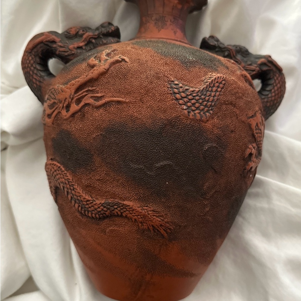 Handcrafted Ceramic Vase with Dragon Design